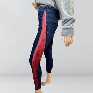 ASOS Design High Waisted Dark Wash Side Fringe Jeans